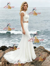 White Mermaid Two Piece Lace Wedding Dress