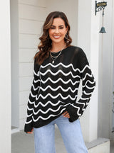 Long Sleeve Spliced Hollow Pullover Sweater