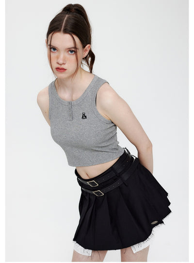 Short Vest U-shaped Sleeveless T-shirt