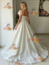 Tulle Sequins Straps Wedding Dress