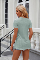 Solid Color Round Neck Short Sleeve T-shirt