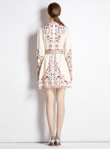 Retro Shirt Collar Long Sleeve Slim Short Dress