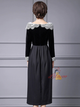 Black Satin Velvet Mother Of The Bride Dress