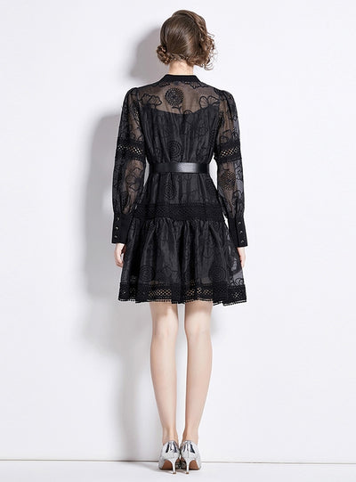 Lantern Sleeve Short Dress