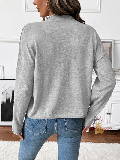 Casual Breasted Round Neck Sweater Coat