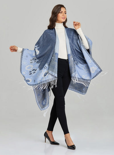 Fringed Floret Warm Split Sape Shawl