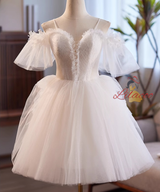 White Tulle Lace Spaghetti Straps Dress