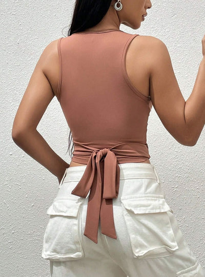 Deep V-neck Slim Short Top
