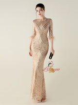 Mermaid Scoop Neck Short Sleeve Prom Dress