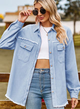Fringed Blouse Denim Casual Shirt