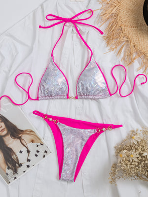 Sexy Bright Triangle Pearl Bikini