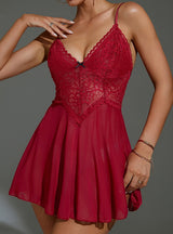 Sexy Mesh Perspective Lace Suspender Pajamas