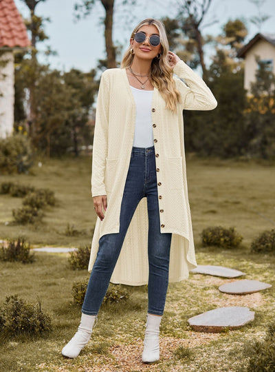 Loose Long Sleeve Pocket Button Coat