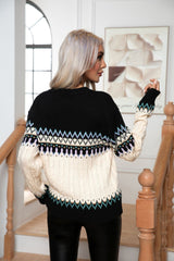 Jacquard Retro Long-sleeved Knitted Pullover Sweater
