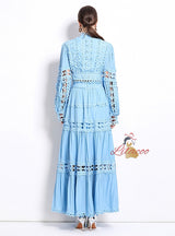 Retro Long Sleeve Lace Top Skirt Suit