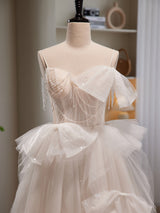Straps Tulle Sequins Pleats Wedding Dress