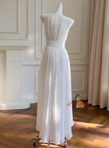 White Sleeveless Irregular Dress