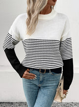 Long Sleeve Striped Contrast Sweater
