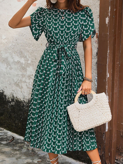 Floral Printed Short Sleeve Summer Dress