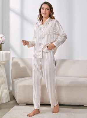 Silk-like Long Sleeve Pajamas Set