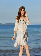 Hand Hook Openwork Loose Slim Blouse Cover Up