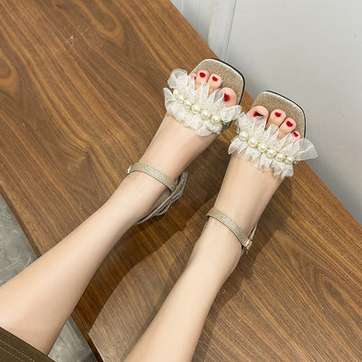 Thick-heeled Transparent Sandals