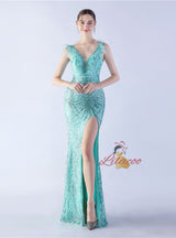 V-neck Sequins Mermaid Prom Dress