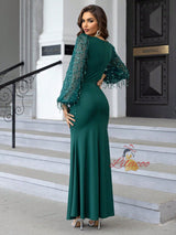 Contrasting Lantern Sleeve Party Dress