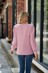 Solid Color V-neck Long Sleeve Chiffon