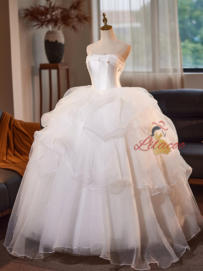 Ball Gown White Tulle Wedding Dress