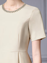 Apricot Short Sleeve Beading Mother Of The Bride Dress