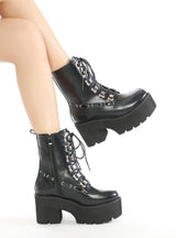 Thick-soled Metal Bottom Lace-up Martin Boots