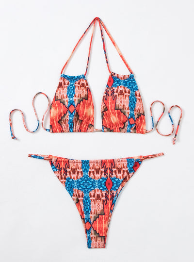 Printed Halter Two-piece Suit
