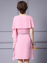 Pink Scoop Neck Mother Of The Bride Dress