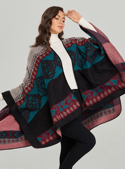 Retro Split Warm Cashmere Scarf Cloak