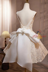 Ivory Lace Spaghetti Straps Homecoming Dress