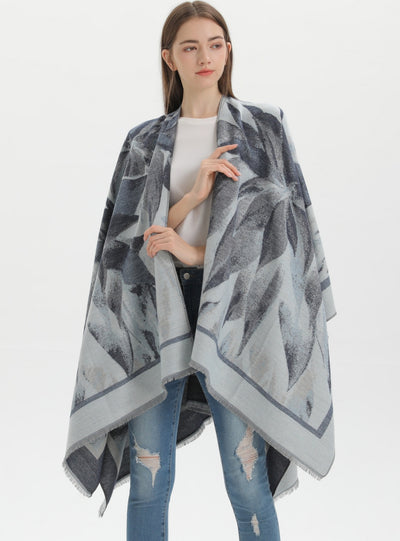 National Double-sided Fringed Split Shawl