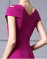 Burgundy V-neck Beading Mother Of The Bride Dress