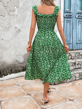 Green Floral Temperament Bohemian Dress
