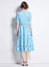 Short-sleeved Round Neck Lace Dress
