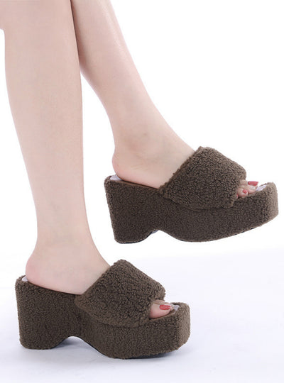 Thick Soles Lamb Wool Slippers