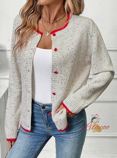 Casual Contrast Knitted Cardigan Coat