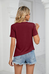 Loose Round Neck Pleated T-shirt