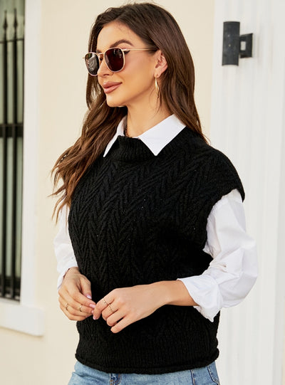 Round Neck Sleeveless Sweater Vest