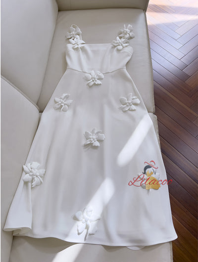 Three-dimensional Flower Slim Dress