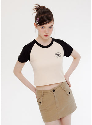 Waffle Color Matching Short Sleeve T-shirt