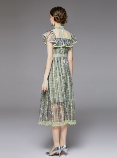 Retro Embroidered Gauze Lace Dress