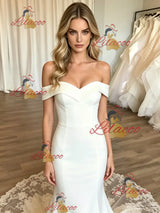 White Mermaid Off the Shoulder Lace Wedding Dress