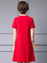 Red Short Sleeve Mother of the Bride Dress