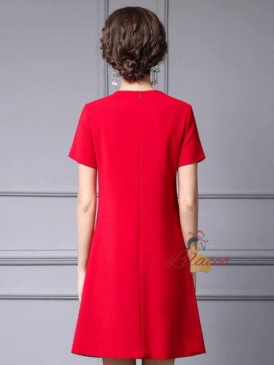 Red Short Sleeve Mother of the Bride Dress